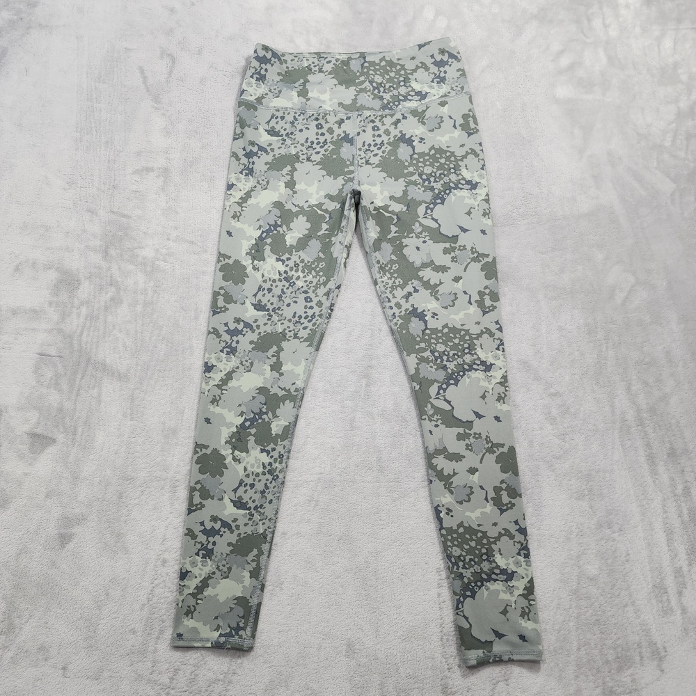 Maurices Leggings Womens M Green Floral Mid Rise Ankle Stretch Yoga Workout
